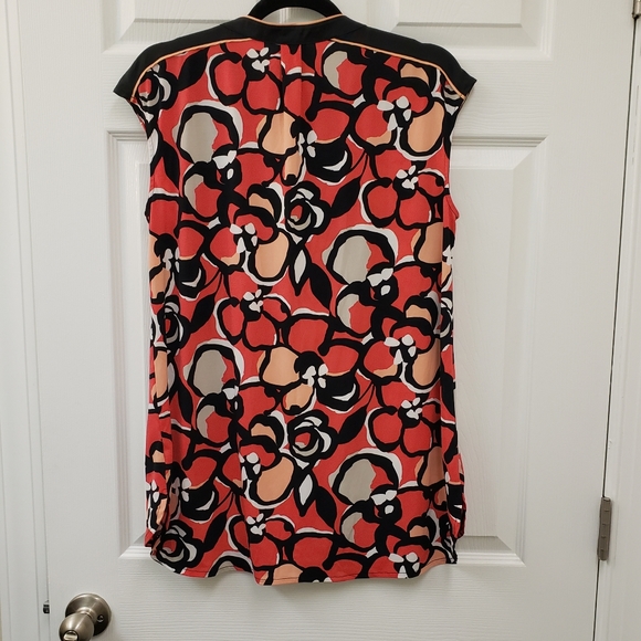 Worthington, Sleeveless, pullover, orange, tangerine, tropical, floral blouse, L - Picture 10 of 10